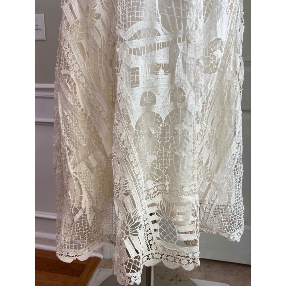 Farm Rio Maxi Skirt S Womens Guipure Lace Butterfly Off White Boho Romantic - Picture 12 of 15